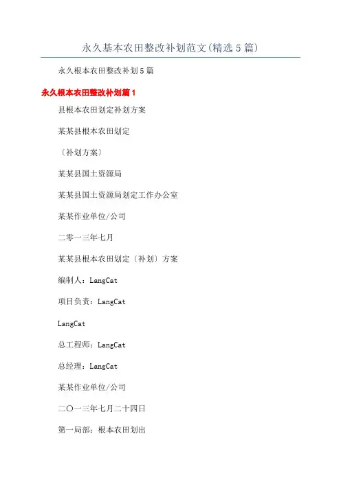 永久基本农田整改补划范文(精选5篇)