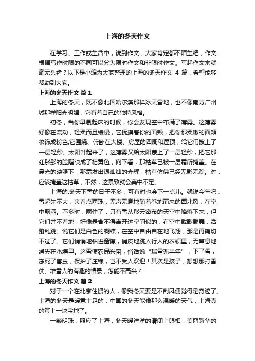 【热门】上海的冬天作文4篇