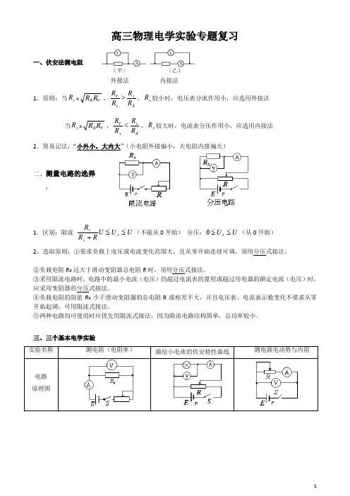 2012届高三物理电学实验专题复习2012届高三物理电学实验专题复习