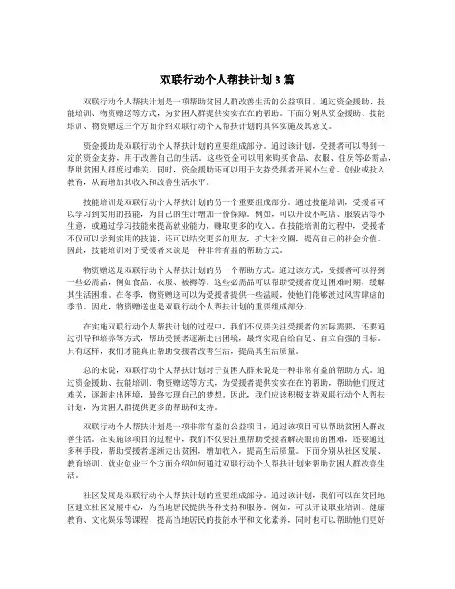 双联行动个人帮扶计划3篇