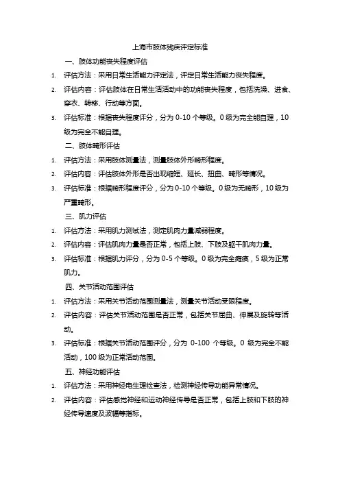上海市肢体残疾评定标准