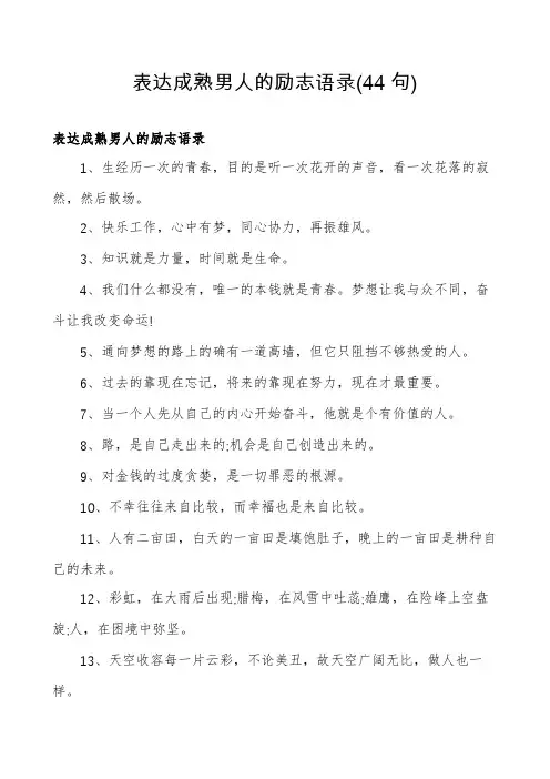 表达成熟男人的励志语录