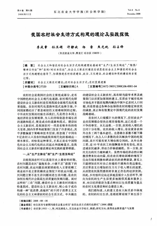 我国农村社会生活方式构建的理论及实践探微
