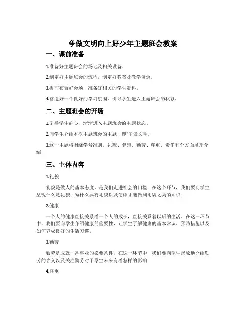 争做文明向上好少年主题班会教案