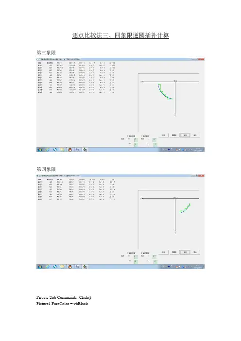 逐点比较法三、四象限逆圆插补计算