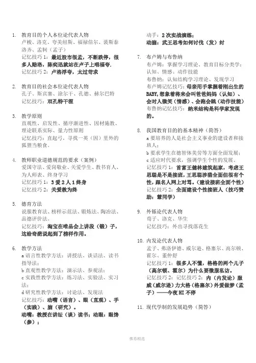 逢考必过教综记忆口诀绝密