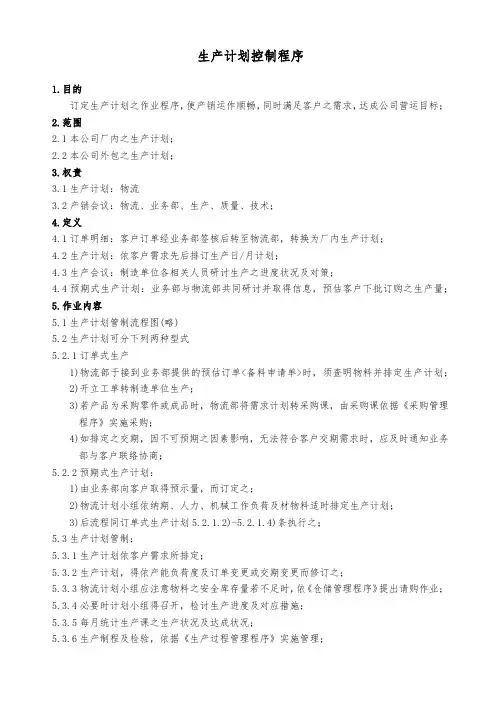 生产计划控制程序(16949)