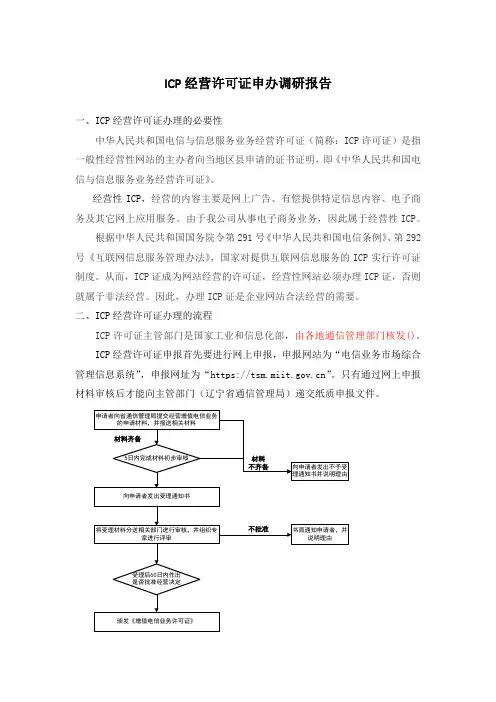 ICP经营许可证申办调流程研报告