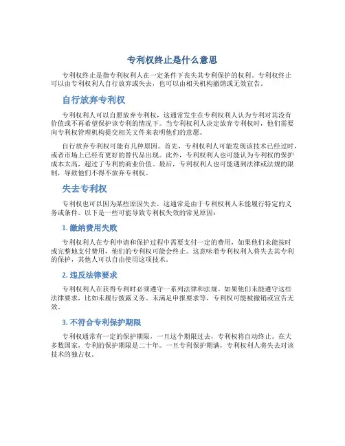 专利权终止是什么意思