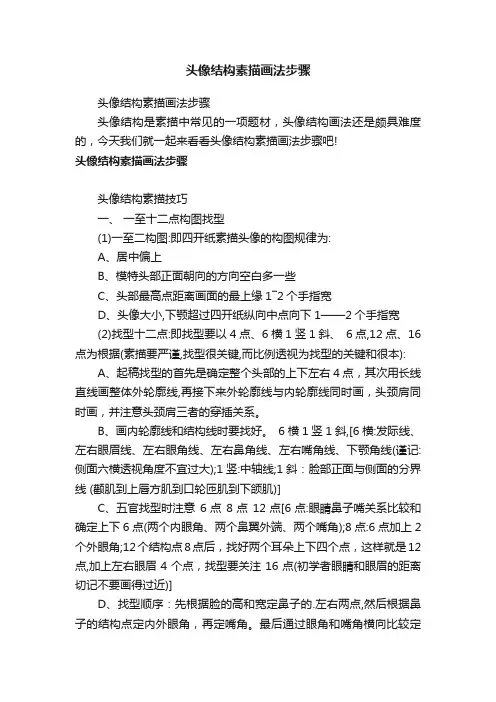 头像结构素描画法步骤