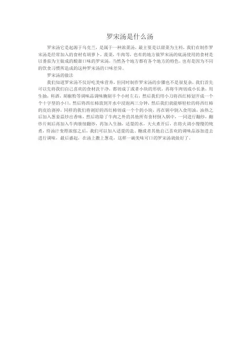 罗宋汤是什么汤