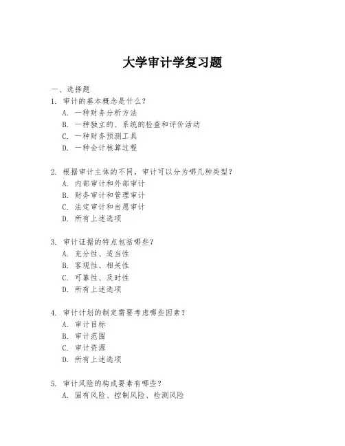 大学审计学复习题