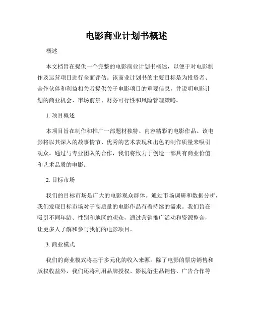 电影商业计划书概述