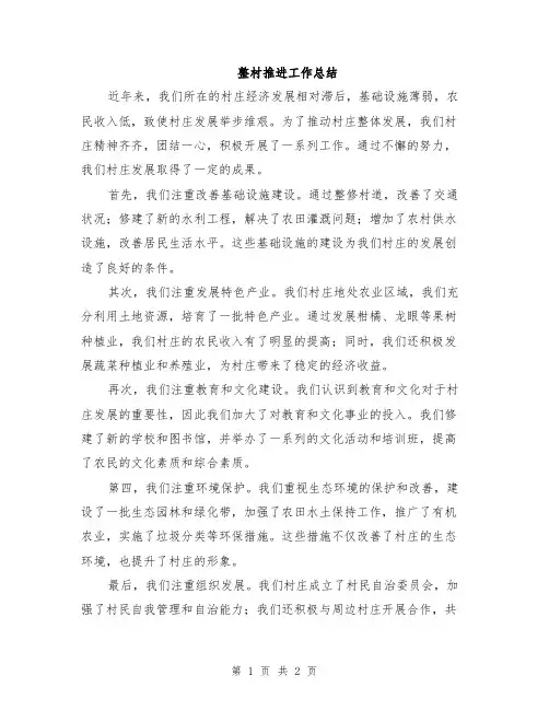 整村推进工作总结