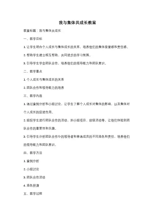 我与集体共成长教案