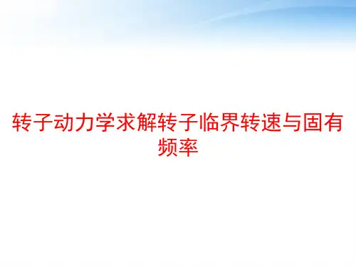 转子动力学求解转子临界转速与固有频率 ppt课件