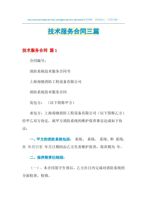 2021年技术服务合同三篇