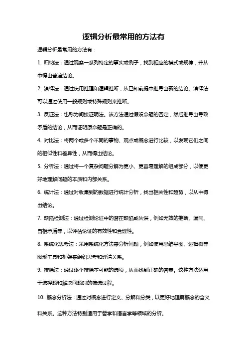 逻辑分析最常用的方法有