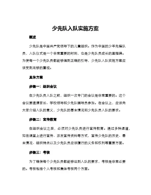 少先队入队实施方案