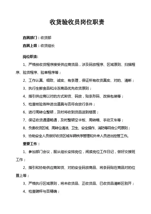 所有的岗位职责样本