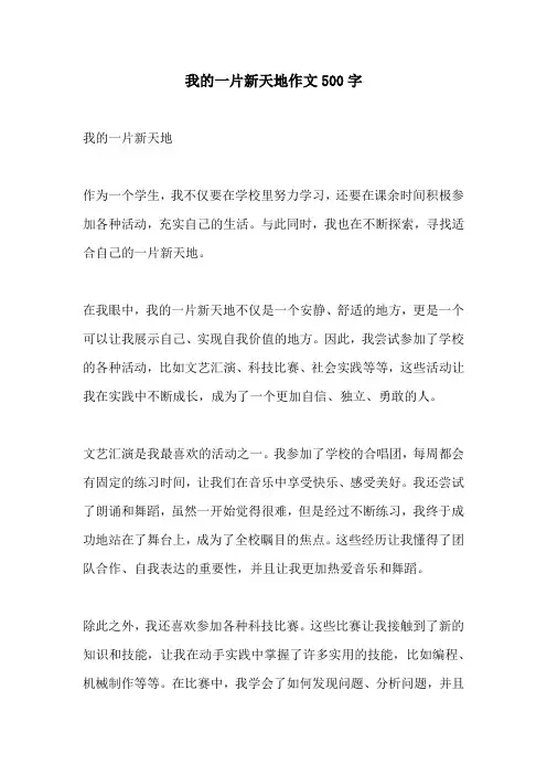 我的一片新天地作文500字