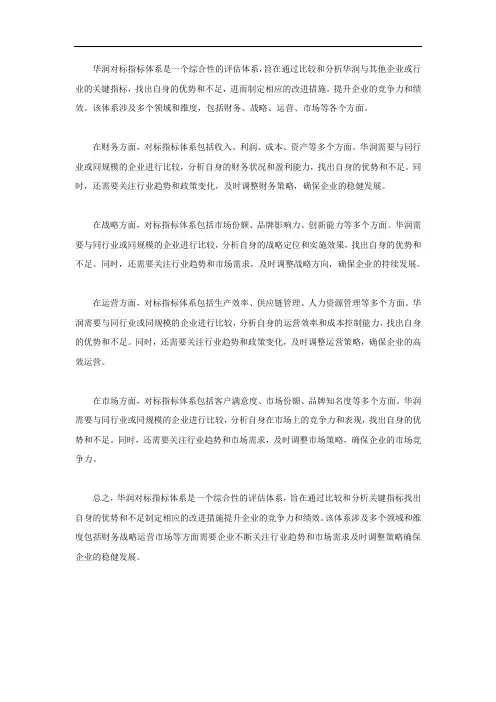 华润对标指标体系