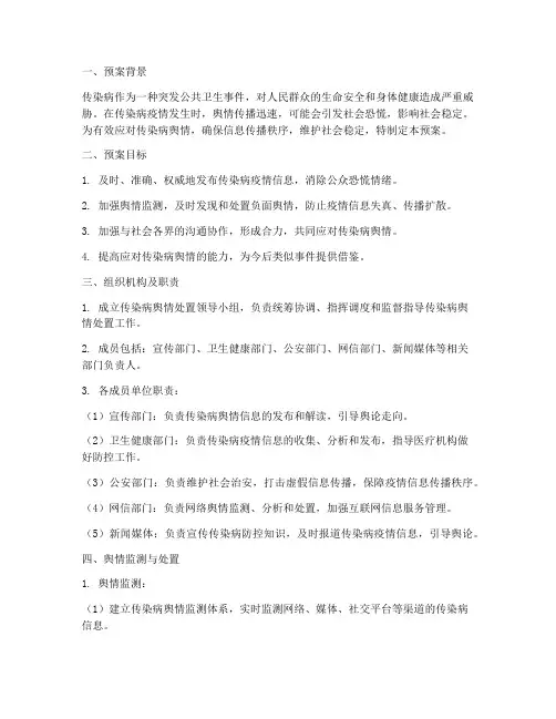 传染病舆情处置应急预案