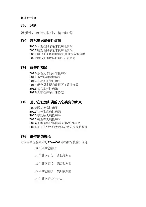 ICD-10神精障碍