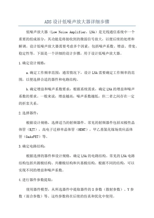 ADS设计低噪声放大器详细步骤