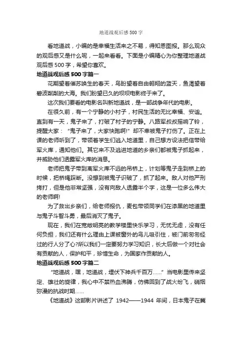 地道战观后感500字_观后感_