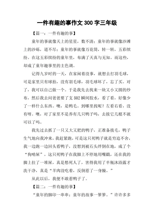 一件有趣的事作文300字三年级