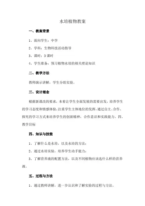 水培植物教案