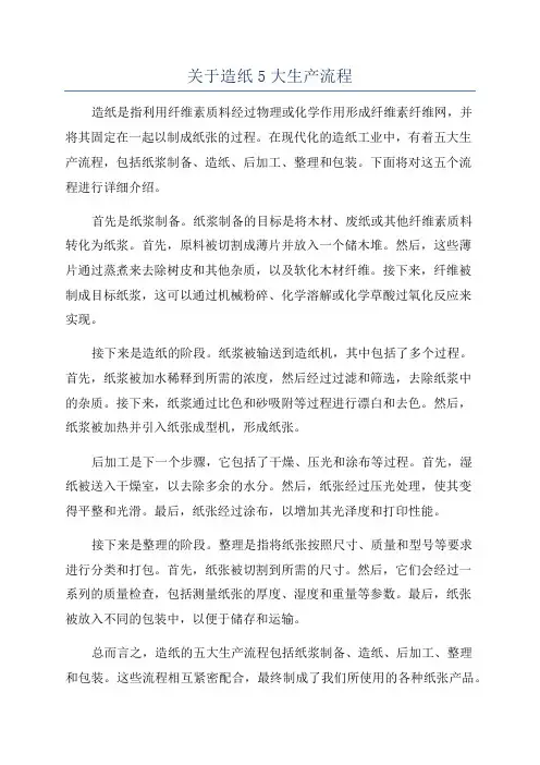 关于造纸5大生产流程