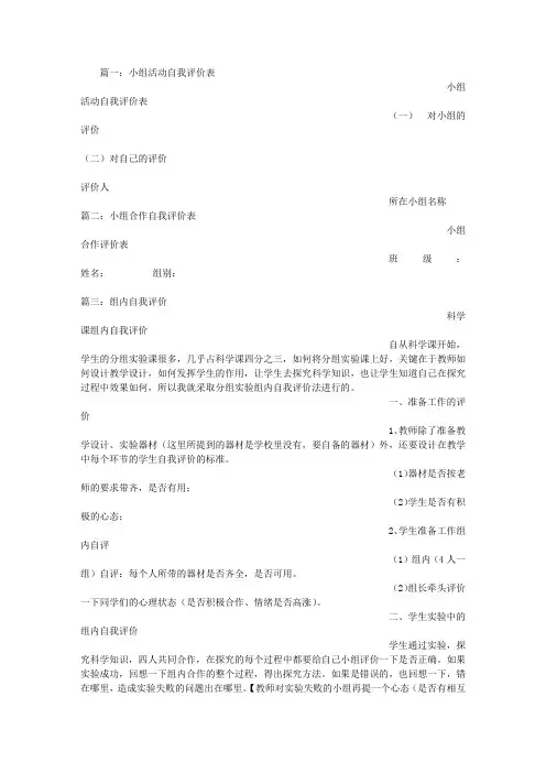 小组自我评价