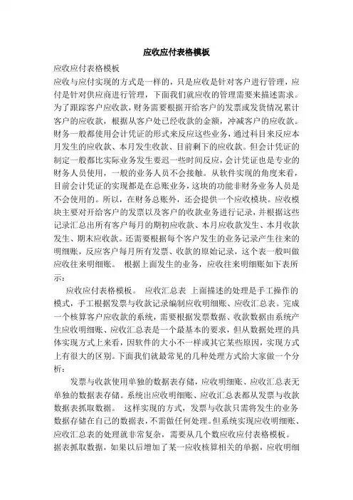 应收应付表格模板