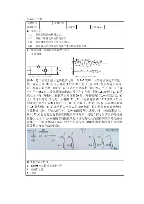 二极管包络检波实验报告