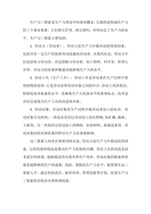生产力三要素的概念