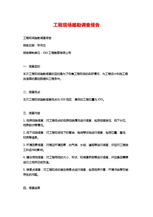 工程现场踏勘调查报告