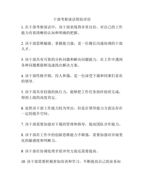 干部考察谈话简短评语