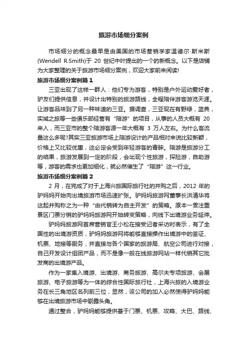 旅游市场细分案例