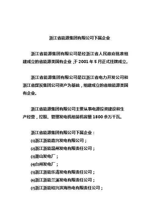 浙江省能源集团有限公司下属企业