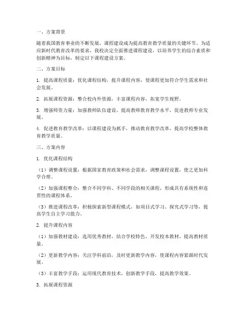 学校推进课程建设方案模板