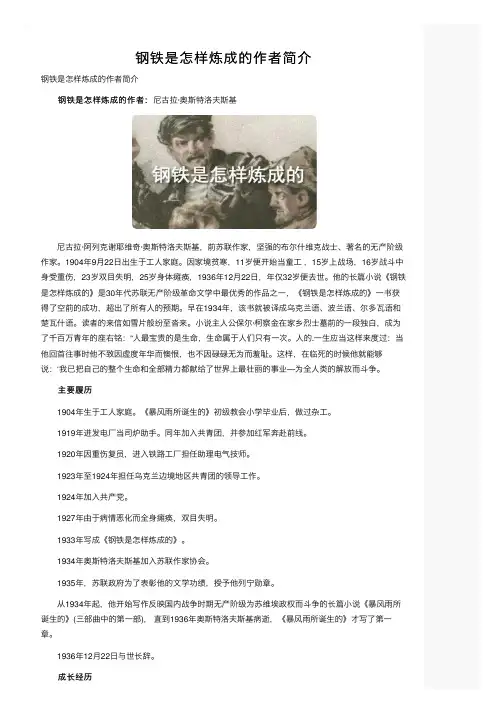 钢铁是怎样炼成的作者简介