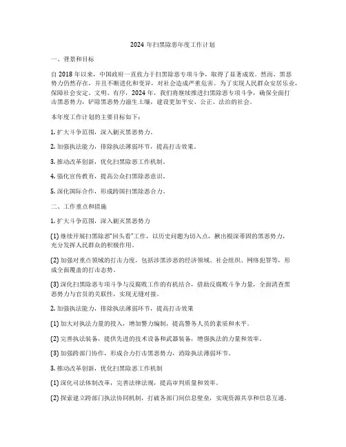 2024年扫黑除恶年度工作计划