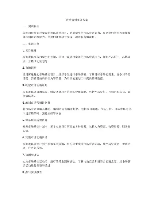 营销策划实训方案