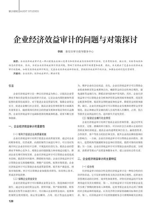 企业经济效益审计的问题与对策探讨