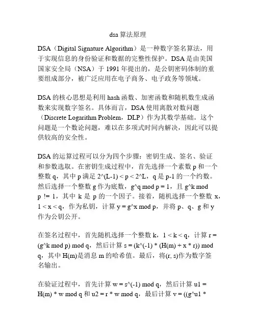 dsa算法原理