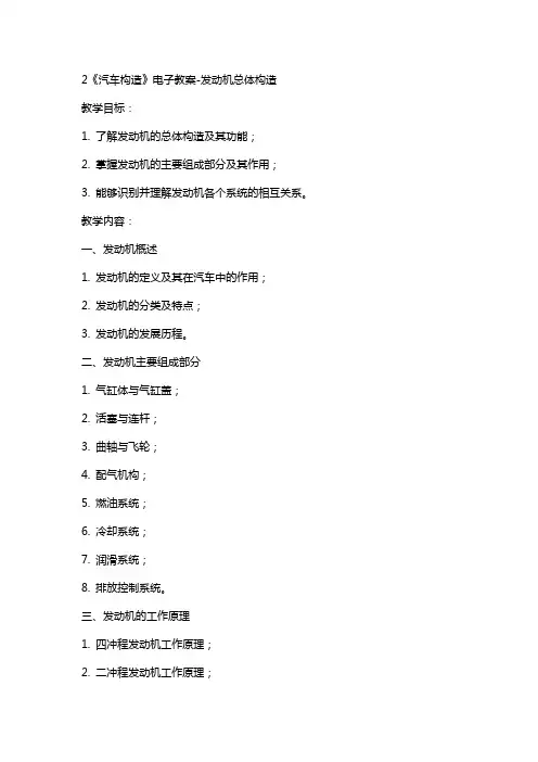 2《汽车构造》电子教案发动机总体构造