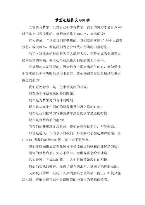 梦想起航作文800字
