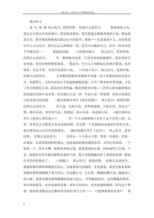 初中三年级语文中考满分作文课件